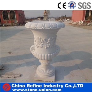 Natural Stone Pure White Marble Flower Pot