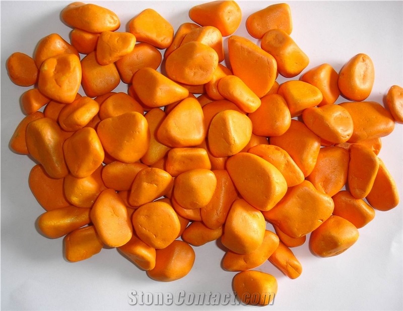 Orange Dyeing Pebbles For Driveway,Walkway Pebbles