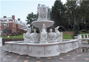 Outdoor Marble Water Fountain Carved With Animals
