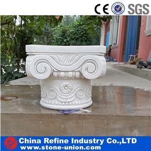 Pure White Marble Hand Carving Craft Columns
