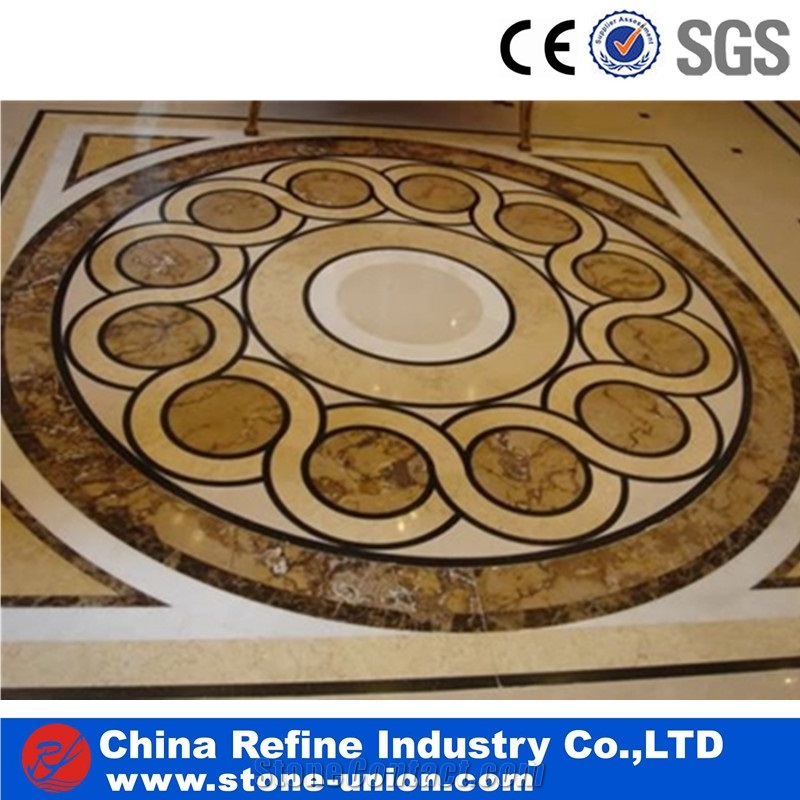 Round Polished Water Jet Marble Flooring Tiles