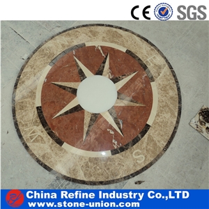 Round Square Polished Floor Waterjet Marble Medallions