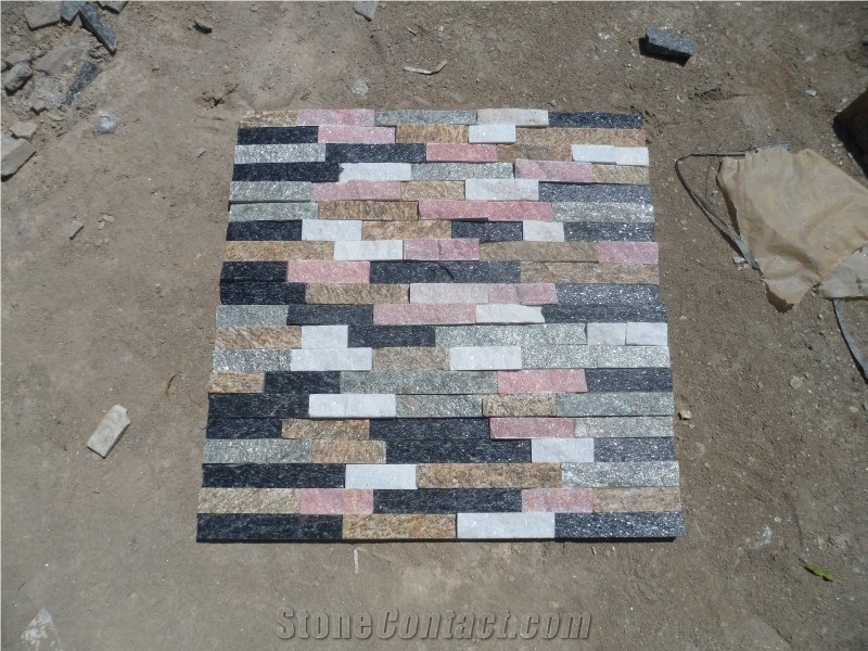 Strip Wall Tile Mixed Color Cultured Stone