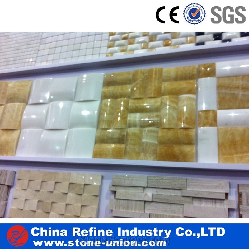 Strip Yellow Onyx Polished Strips Mosaic for Wall