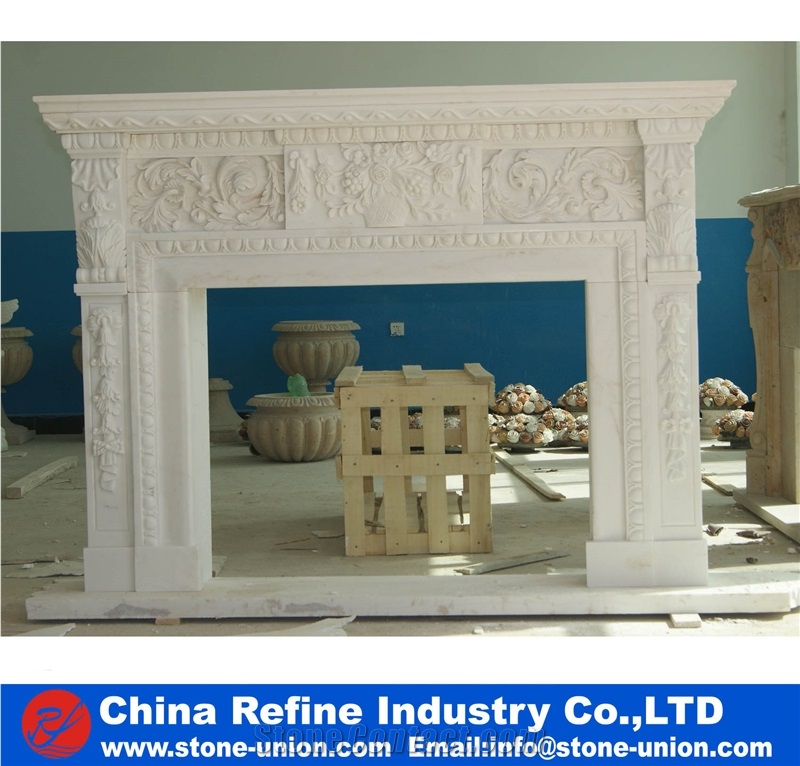 Sunny Beige Marble Fireplace Mantel Surround