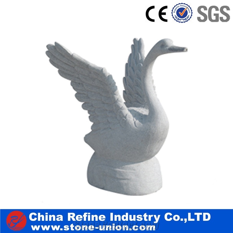 Vivid Animal Swan Statue,Grey Granite Statues
