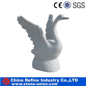 Vivid Animal Swan Statue,Grey Granite Statues