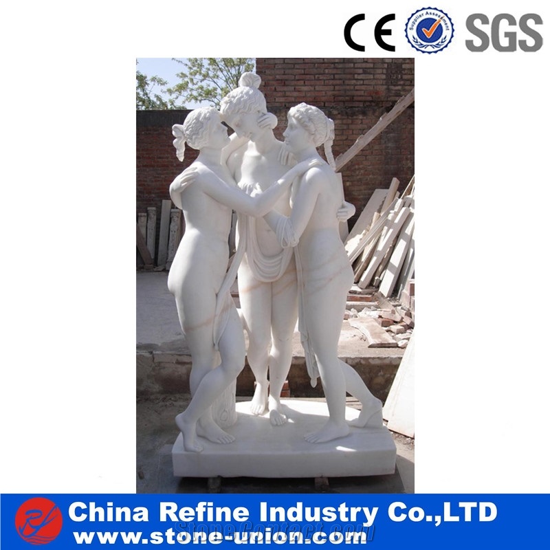 White Marble Moon Girl Statue Woman Sculptures