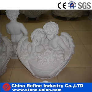 White Marble Small Kid Boy Angel Statues