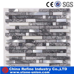 White Marble Strip Mosaic Wall Tiles