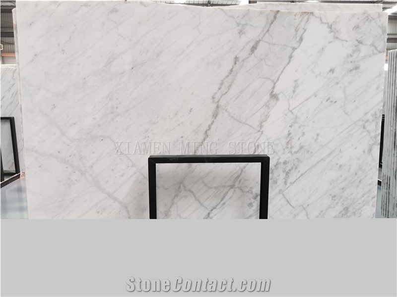 Marble Tile-New Carrara White Marble Slab with Great Grey Texture