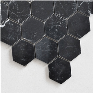 Black Marble Mosaic Tiles for Bathroom Interiors