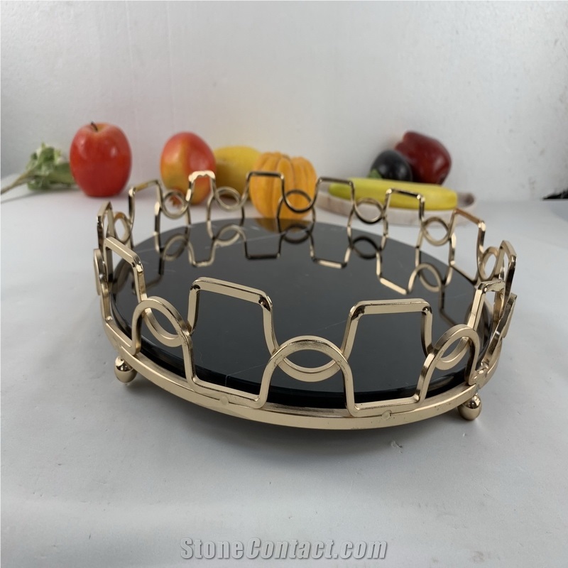 Black,White, Green Marble Stone for Fruit Basket