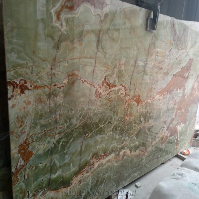 China Green Onyx Slab for Wall Flooring Countertop