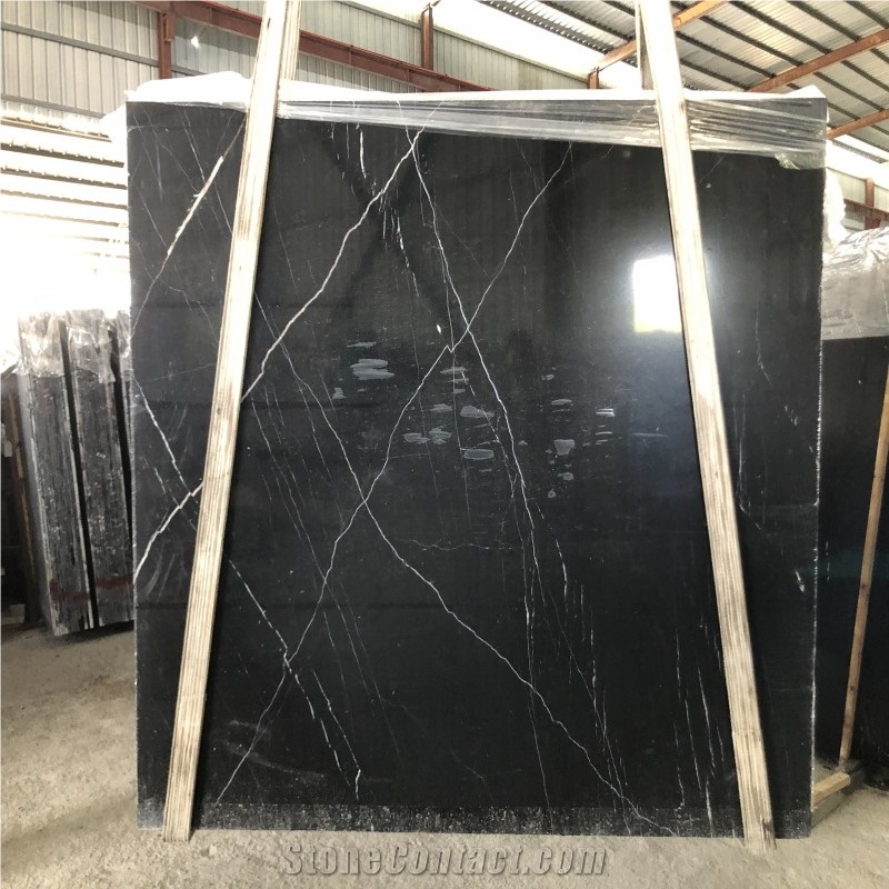 China Nero Marquina Marble Slab Tiles for Countertops