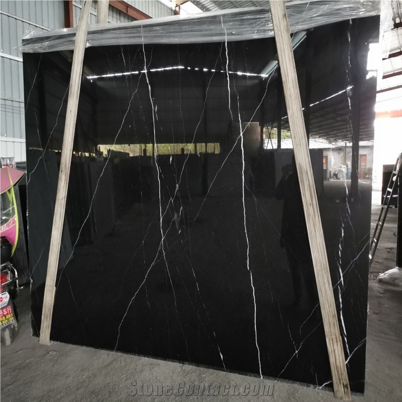 China Nero Marquina Marble Slab Tiles for Countertops