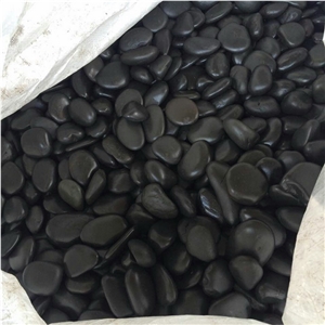 China Polished Black Pebblestone River Garden