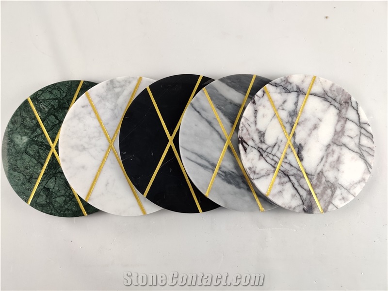 China White/Black Marble Stone for the Table Mat