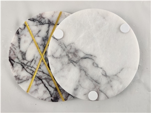 China White/Black Marble Stone for the Table Mat