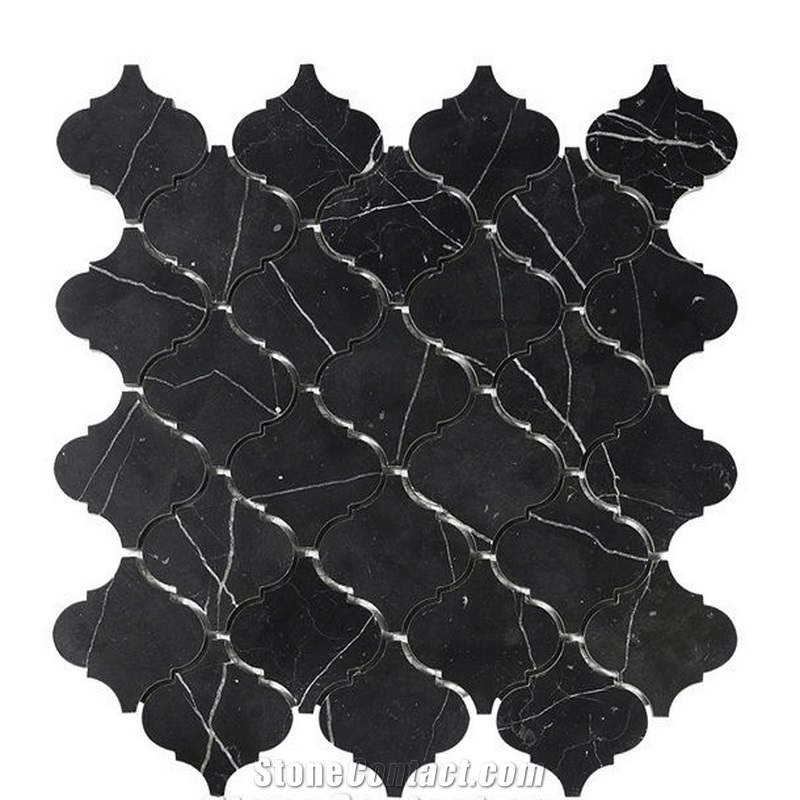 Nero Marquina Black Marble Mosaic Tiles Slab