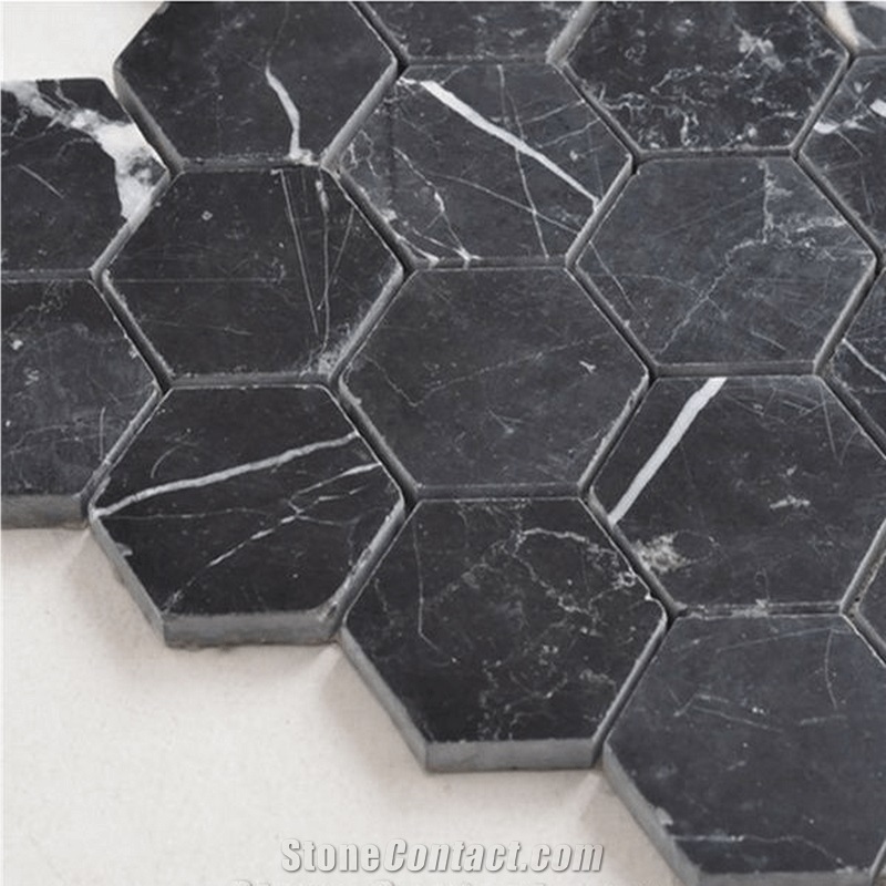 Nero Marquina Black Marble Mosaic Tiles Slab