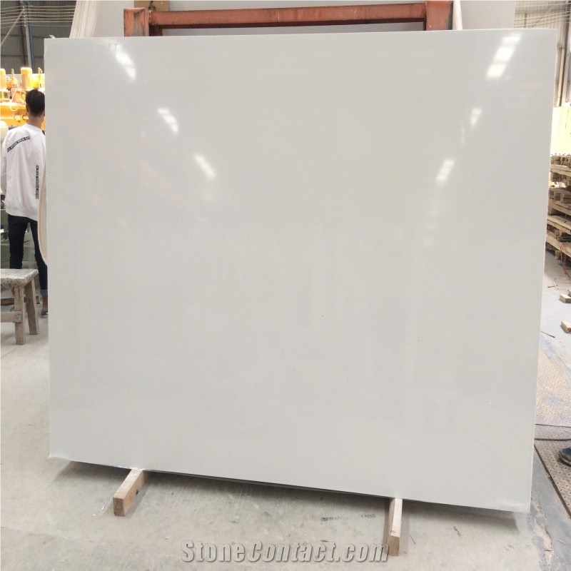 Pure White Artificial Crystallized Stone Slab Tile