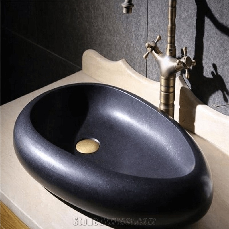 Shanxi Black Granite Wash Basin Oval Sinks