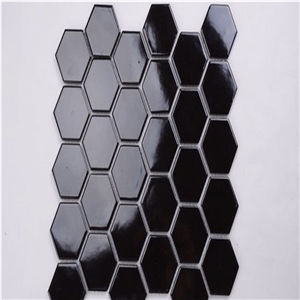 White and Black Marble Mosaic Tiles for Bathroom