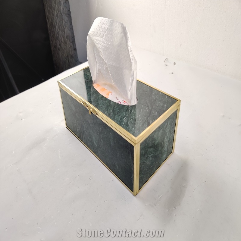 White/Green Marble Stone for Tissue Box
