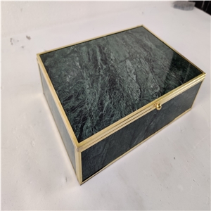 White,Green Marble Stone Jewelry Box Crafts