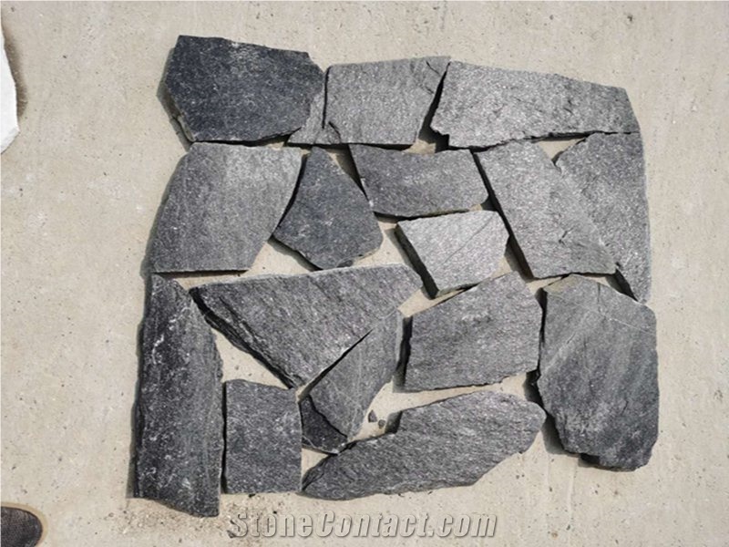 Natural China Black Quartzite Irregular Flagstones Pavers