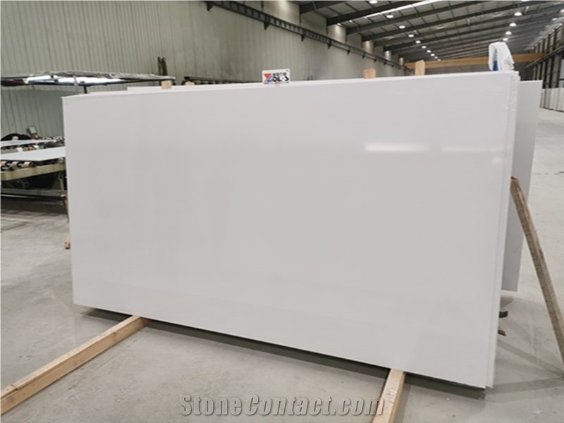 Pure White Quartz Engineered Stone Kitchen Slabs