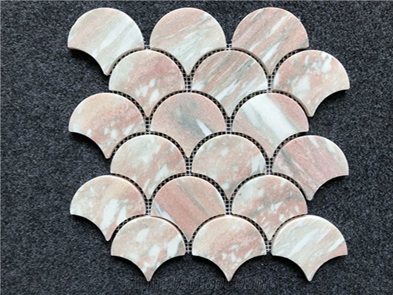 Rosa Norvegia Marble Sector Mosaic Tile