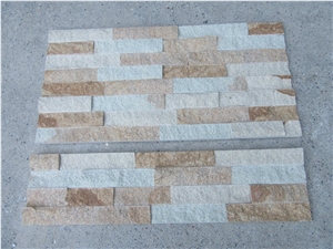 Yellow Wooden Natural Wall Decor Cultured Stone