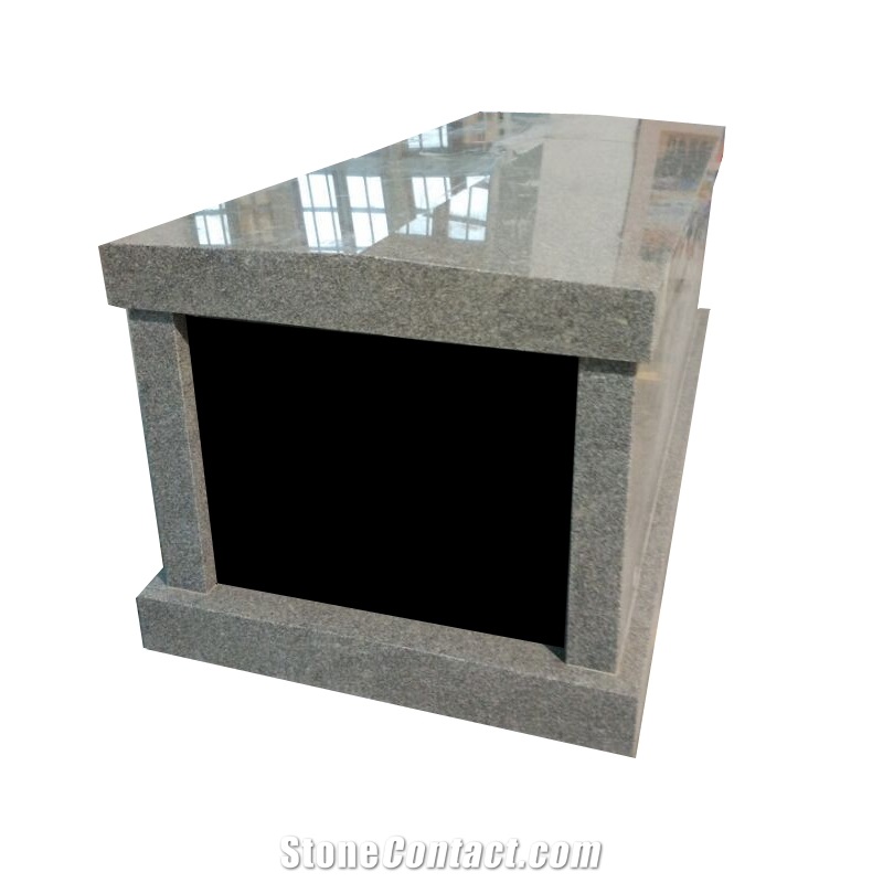 Single Crypt Grey Granite Mausoleums Designs