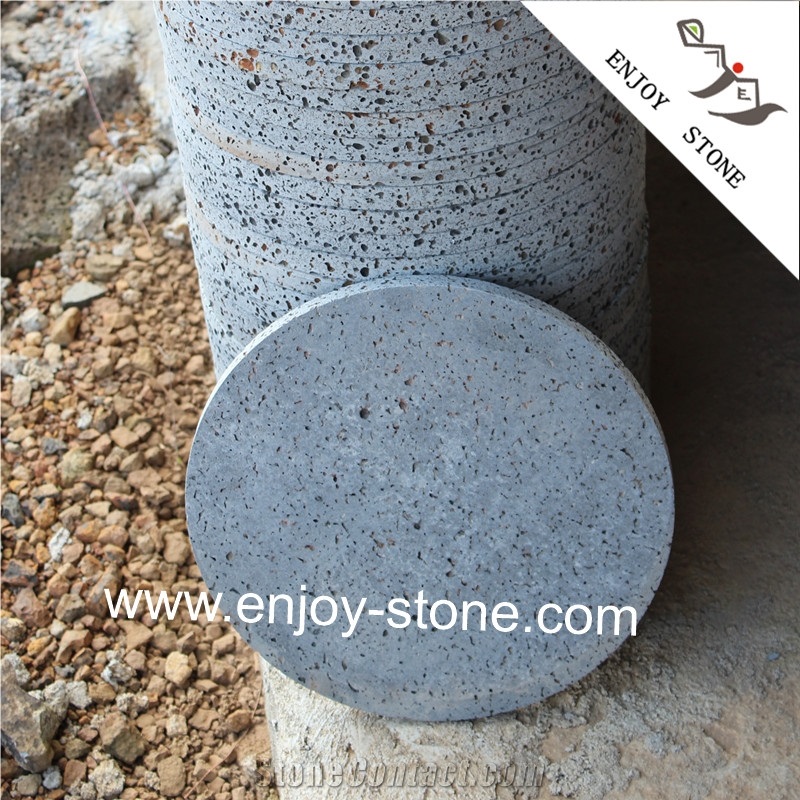 Round Honed Cooking Stone Lavastone Grill