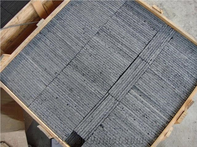 Grey Brushed Basalt Lava Rock Tiles & Slabs
