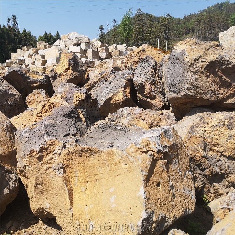 Yellow Lava Rock Boulders for Landscaping