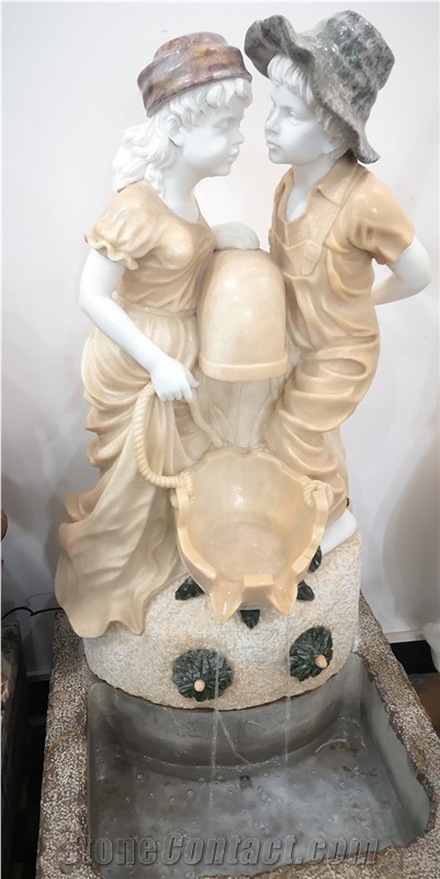 Angel Sculpture Carved White Marble Garden Statue