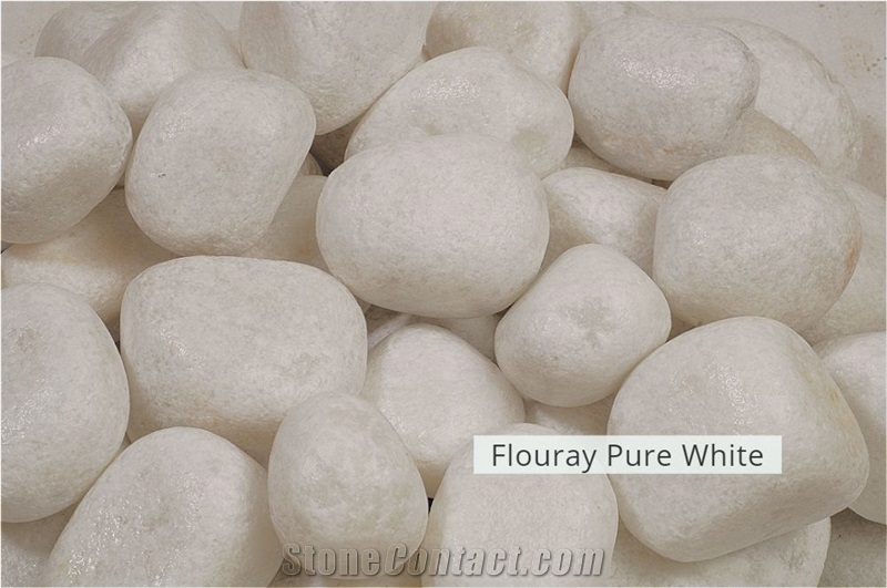 White Calcite Stone Pebbles, Flouray Pure White Pebbles