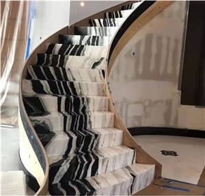 China Panda White Marble Polished Spiral Stairs