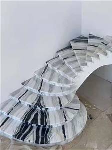 China Panda White Marble Polished Stair Treads
