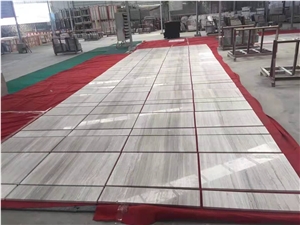 China White Wood Grain Marble Polished Floor Tiles