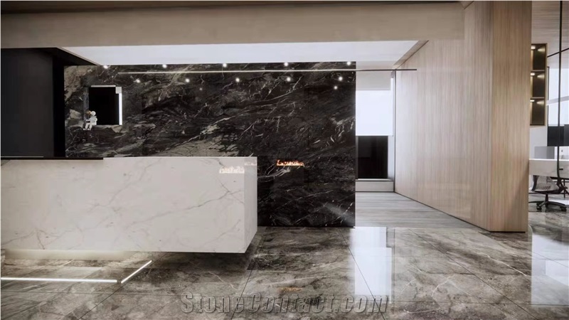 France Hilton Grey Marble Polished Floor Tiles