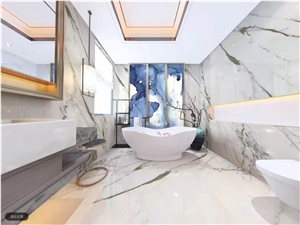 Oriental Calacatta White Marble Polished Wall and Floor