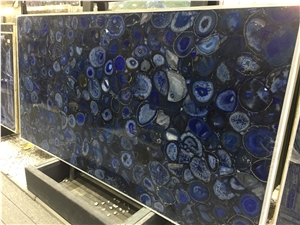 Backlit Semiprecious Stone,Blue Agate Tile Basin Wallproject