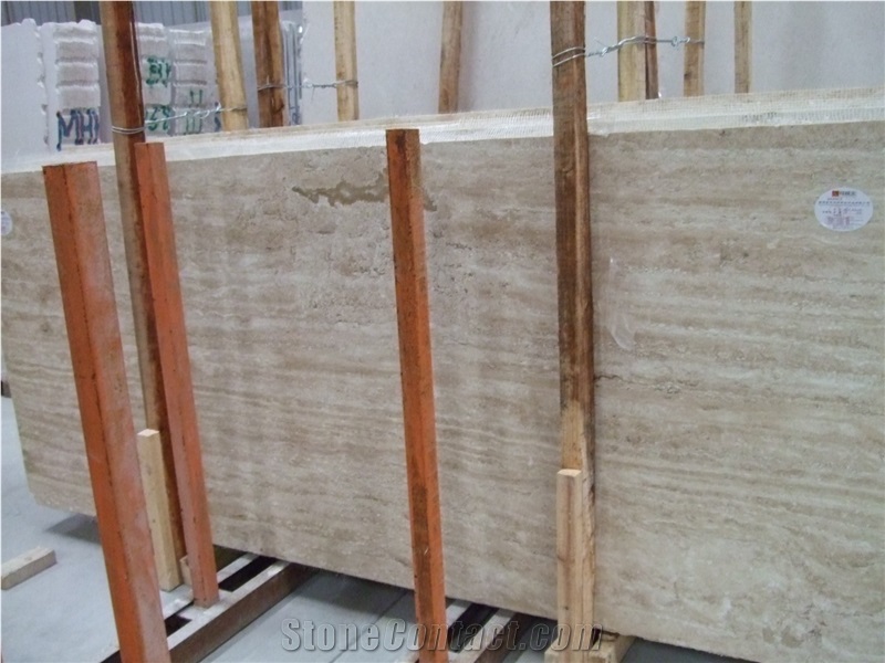China White Travertine Slab Tile Wall Floor Project