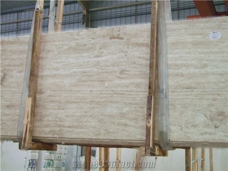 China White Travertine Slab Tile Wall Floor Project