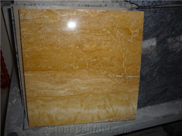 Gold Travertin Slab Tile Walling Flooring