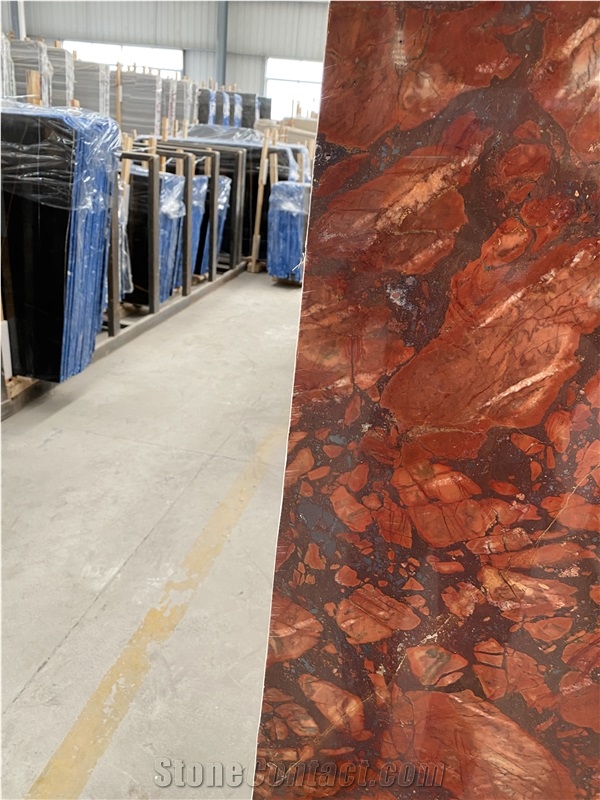 Rosso Damasco Marble Slab Tile Floor Wall Project